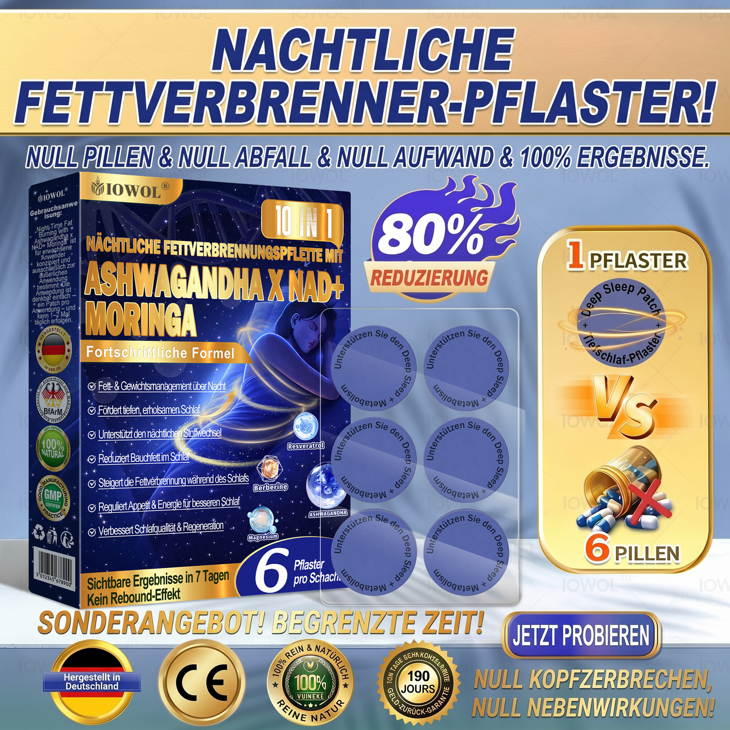 🔥 Möchten Sie schnellere Ergebnisse? Fügen Sie dieses -80 %-Angebot hinzu, um Ihre Fortschritte zu beschleunigen. IOWOL® NACHT-FETTVERBRENNUNGS-PATCHES! NULL TABLETTEN, NULL ABFALL, NULL AUFWAND und 100 % ERGEBNISSE.