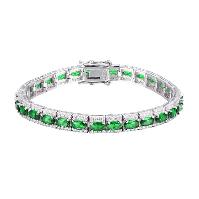 Handmade Emerald Diamond Bangle Bracelet 100% Real 925 Sterling silver Wedding Bracelets For Women Men Engagement Jewelry Gift