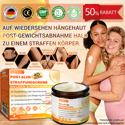 Offizieller Shop | 𝐈𝐎𝐖𝐎𝐋® Straffende Creme nach dem Abnehmen mit GHK-Cu, Argireline & Matrixyl 3000, Kollagenpeptiden und straffenden Wirkstoffen – gezielt für schlaffe und abgesunkene Haut nach Gewichtsverlust.