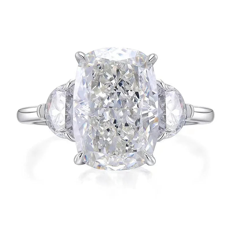 Cushion Cut 5ct Moissanite Diamond Ring 100% Real 925 Sterling Silver Engagement Wedding Band Rings for Women Promise Jewelry