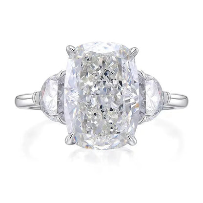 Cushion Cut 5ct Moissanite Diamond Ring 100% Real 925 Sterling Silver Engagement Wedding Band Rings for Women Promise Jewelry