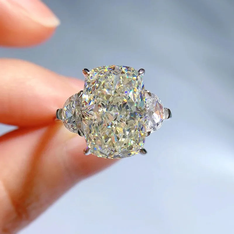 Cushion Cut 5ct Moissanite Diamond Ring 100% Real 925 Sterling Silver Engagement Wedding Band Rings for Women Promise Jewelry