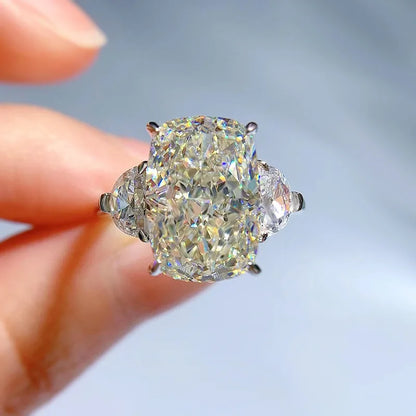 Cushion Cut 5ct Moissanite Diamond Ring 100% Real 925 Sterling Silver Engagement Wedding Band Rings for Women Promise Jewelry