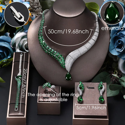 2022 Top 4 Wedding Bride Jewelry Set Water Drop Shape Jewelry Set for Women's Wedding Accessories Necklace and Earring Set
