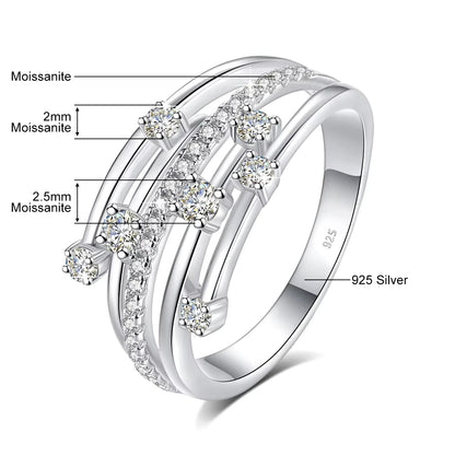 Szjinao Brand Trendy  Moissanite Ring Eternity Wedding Band Solid 925 Silver Rings For Women Jewelry Engagement Gift Dropship