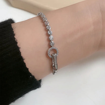 100% 925 Sterling Silver Create Moissanite Party Fashion Women's Chain Bracelet Boutique Jewelry Wedding Ring