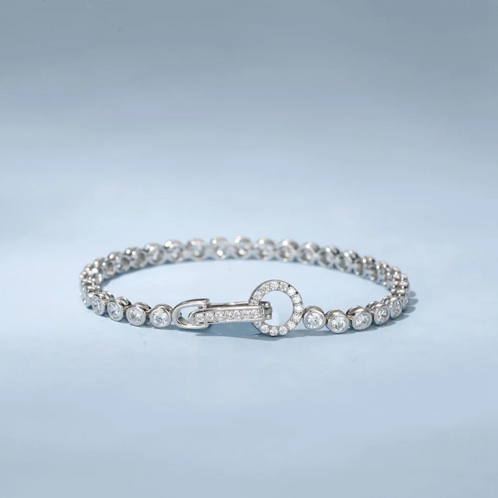 100% 925 Sterling Silver Create Moissanite Party Fashion Women's Chain Bracelet Boutique Jewelry Wedding Ring