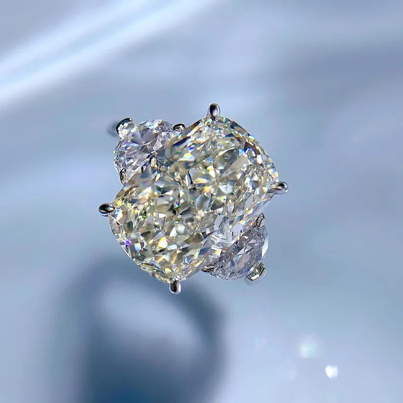 Cushion Cut 5ct Moissanite Diamond Ring 100% Real 925 Sterling Silver Engagement Wedding Band Rings for Women Promise Jewelry