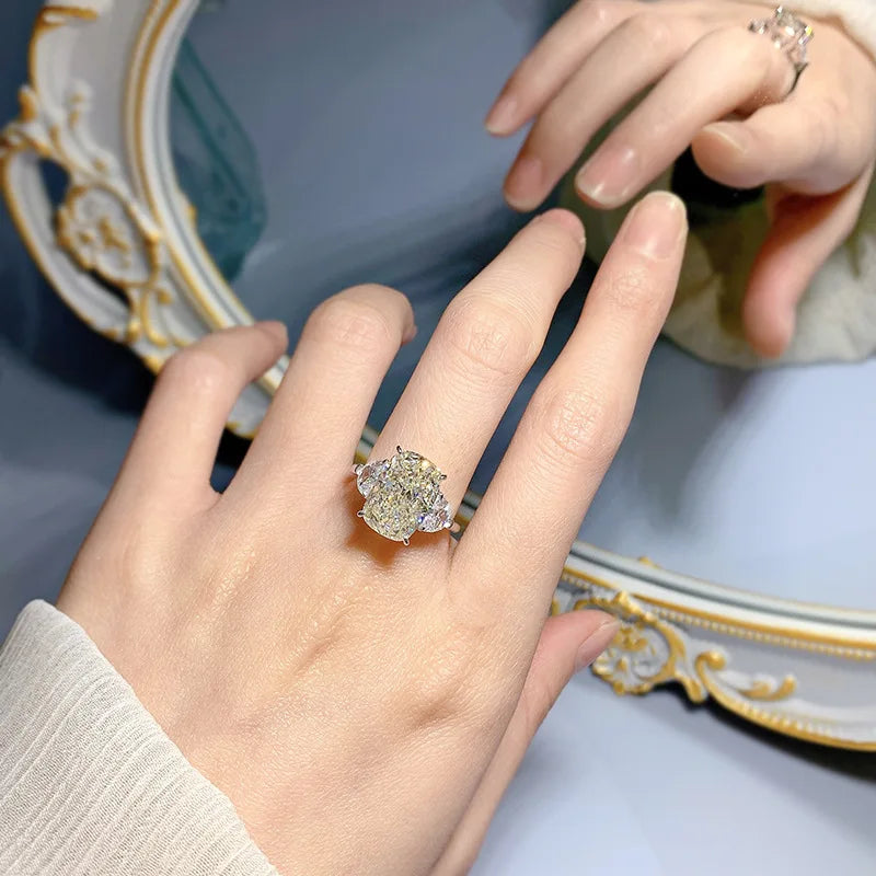 Cushion Cut 5ct Moissanite Diamond Ring 100% Real 925 Sterling Silver Engagement Wedding Band Rings for Women Promise Jewelry