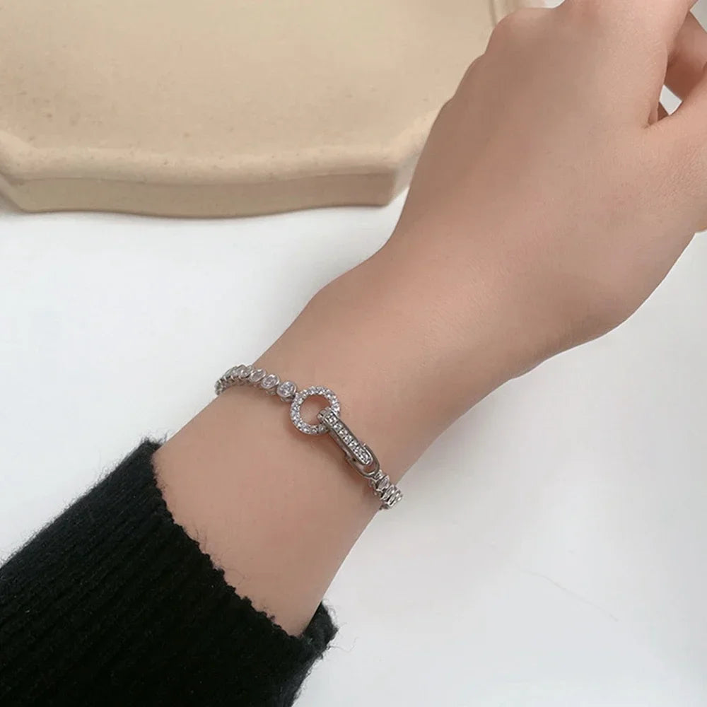 100% 925 Sterling Silver Create Moissanite Party Fashion Women's Chain Bracelet Boutique Jewelry Wedding Ring