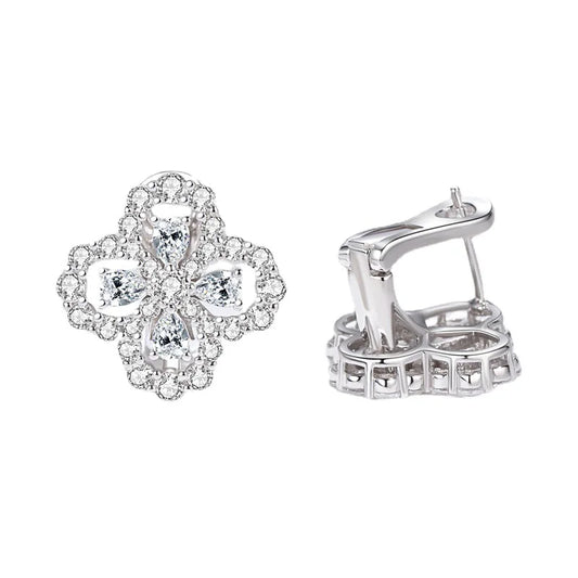 Luomansi Moissanite Petal Ear Clip Passes Diamond Test 100% Solid S925 Silver Jewelry Women Wedding Party Gift