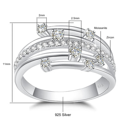 Szjinao Brand Trendy  Moissanite Ring Eternity Wedding Band Solid 925 Silver Rings For Women Jewelry Engagement Gift Dropship