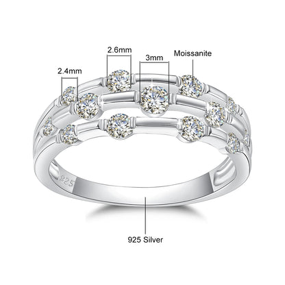 Szjinao Brand Trendy  Moissanite Ring Eternity Wedding Band Solid 925 Silver Rings For Women Jewelry Engagement Gift Dropship