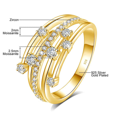 Szjinao Brand Trendy  Moissanite Ring Eternity Wedding Band Solid 925 Silver Rings For Women Jewelry Engagement Gift Dropship